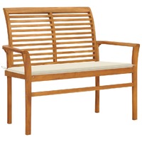  Garden Bench with Cream Cushion 112 cm Solid Teak Wood