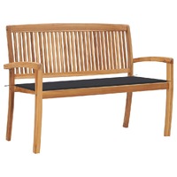  Stacking Garden Bench with Cushion 128.5 cm Solid Teak Wood