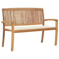 Stacking Garden Bench with Cushion 128.5 cm Solid Teak Wood