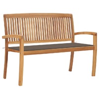  Stacking Garden Bench with Cushion 128.5 cm Solid Teak Wood