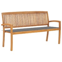  Stacking Garden Bench with Cushion 159 cm Solid Teak Wood