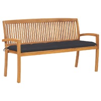  Stacking Garden Bench with Cushion 159 cm Solid Teak Wood