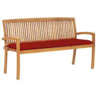  Stacking Garden Bench with Cushion 159 cm Solid Teak Wood