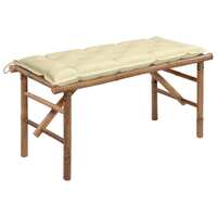  Folding Garden Bench with Cushion 118 cm Bamboo