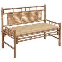  Garden Bench with Cushion 120 cm Bamboo