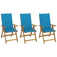  Folding Garden Chairs 3 pcs with Cushions Solid Acacia Wood