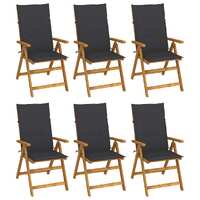  Folding Garden Chairs 6 pcs with Cushions Solid Acacia Wood