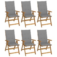  Folding Garden Chairs 6 pcs with Cushions Solid Acacia Wood