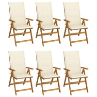  Folding Garden Chairs 6 pcs with Cushions Solid Acacia Wood