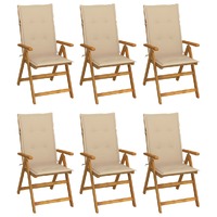  Folding Garden Chairs 6 pcs with Cushions Solid Acacia Wood