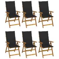  Folding Garden Chairs 6 pcs with Cushions Solid Acacia Wood