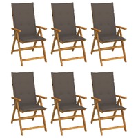  Folding Garden Chairs 6 pcs with Cushions Solid Acacia Wood
