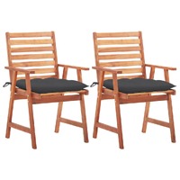  Outdoor Dining Chairs 2 pcs with Cushions Solid Acacia Wood