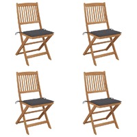  Folding Garden Chairs 4 pcs with Cushions Solid Wood Acacia
