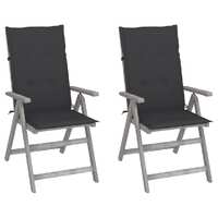 Garden Reclining Chairs 2 pcs with Cushions Solid Wood Acacia