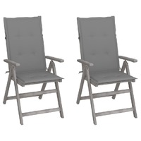  Garden Reclining Chairs 2 pcs with Cushions Solid Wood Acacia