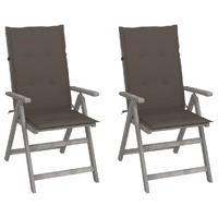  Garden Reclining Chairs 2 pcs with Cushions Solid Wood Acacia