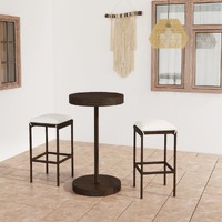  3 Piece Garden Bar Set with Cushions Poly Rattan Brown