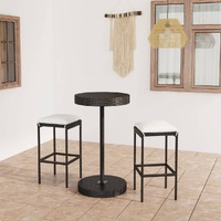  3 Piece Garden Bar Set with Cushions Poly Rattan Black