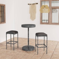 3 Piece Garden Bar Set with Cushions Poly Rattan Grey