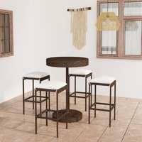  5 Piece Garden Bar Set with Cushions Poly Rattan Brown