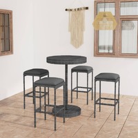  5 Piece Garden Bar Set with Cushions Poly Rattan Grey