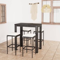 5 Piece Garden Bar Set with Cushions Poly Rattan Black