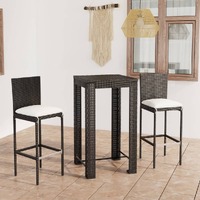  3 Piece Outdoor Bar Set with Cushions Poly Rattan Black