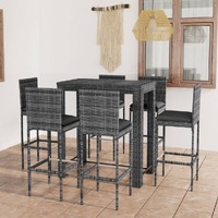  7 Piece Outdoor Bar Set with Cushions Poly Rattan Grey