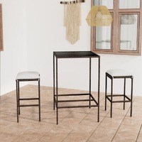  3 Piece Garden Bar Set with Cushions Poly Rattan Brown