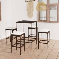  5 Piece Garden Bar Set with Cushions Poly Rattan Brown
