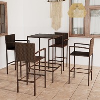  5 Piece Garden Bar Set Poly Rattan Brown