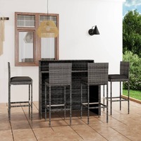  5 Piece Garden Bar Set with Cushions Grey