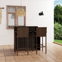  3 Piece Garden Bar Set Brown