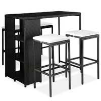  5 Piece Garden Bar Set with Cushions Poly Rattan Black