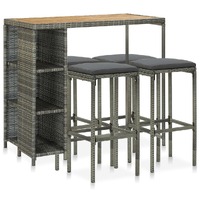  5 Piece Garden Bar Set with Cushions Poly Rattan Grey