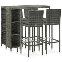  5 Piece Garden Bar Set with Cushions Poly Rattan Grey
