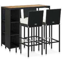  5 Piece Garden Bar Set with Cushions Poly Rattan Black