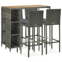  5 Piece Garden Bar Set with Cushions Poly Rattan Grey
