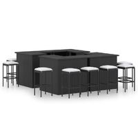  16 Piece Garden Bar Set with Cushions Poly Rattan Black