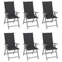  Garden Reclining Chairs 6 pcs with Cushions Solid Acacia Wood
