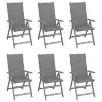  Garden Reclining Chairs 6 pcs with Cushions Solid Acacia Wood