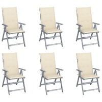  Garden Reclining Chairs 6 pcs with Cushions Solid Acacia Wood