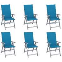  Garden Reclining Chairs 6 pcs with Cushions Solid Acacia Wood
