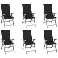  Garden Reclining Chairs 6 pcs with Cushions Solid Acacia Wood