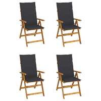  Garden Reclining Chairs 4 pcs with Cushions Solid Acacia Wood