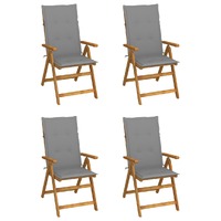  Garden Reclining Chairs 4 pcs with Cushions Solid Acacia Wood