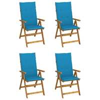 Garden Reclining Chairs 4 pcs with Cushions Solid Acacia Wood