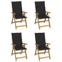  Garden Reclining Chairs 4 pcs with Cushions Solid Acacia Wood