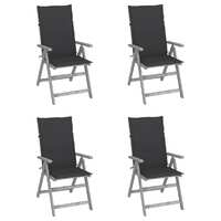  Garden Reclining Chairs 4 pcs with Cushions Solid Wood Acacia